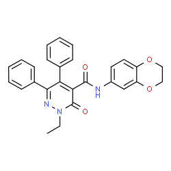 ChemSpider 2D Image | N-(2,3-Dihydro-1,4-benzodioxin-6-yl)-2-ethyl-3-oxo-5,6-diphenyl-2,3-dihydro-4-pyridazinecarboxamide | C27H23N3O4