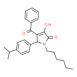 ChemSpider 2D Image | 4-benzoyl-1-hexyl-3-hydroxy-5-(4-isopropylphenyl)-1H-pyrrol-2(5H)-one | C26H31NO3