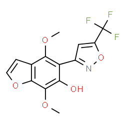 ChemSpider 2D Image | 4,7-dimethoxy-5-[5-(trifluoromethyl)isoxazol-3-yl]-1-benzofuran-6-ol | C14H10F3NO5