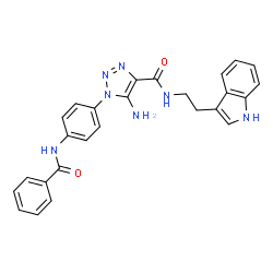 ChemSpider 2D Image | N-(2-(1H-indol-3-yl)ethyl)-5-amino-1-(4-benzamidophenyl)-1H-1,2,3-triazole-4-carboxamide | C26H23N7O2