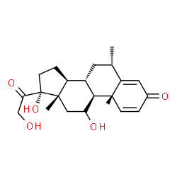 ChemSpider 2D Image | (6alpha)-11,17,21-Trihydroxy-6-methylpregna-1,4-diene-3,20-dione | C22H30O5