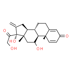 ChemSpider 2D Image | 11,17,21-Trihydroxy-16-methylenepregna-1,4-diene-3,20-dione | C22H28O5