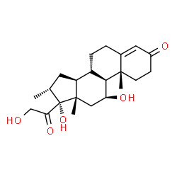 ChemSpider 2D Image | (11beta,16alpha)-11,17,21-Trihydroxy-16-methylpregn-4-ene-3,20-dione | C22H32O5