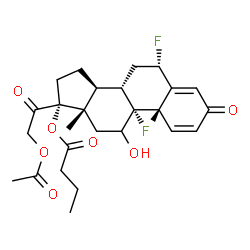 ChemSpider 2D Image | (6alpha)-21-Acetoxy-6,9-difluoro-11-hydroxy-3,20-dioxopregna-1,4-dien-17-yl butyrate | C27H34F2O7