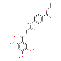 ChemSpider 2D Image | 2-{[4-(Ethoxycarbonyl)phenyl]amino}-2-oxoethyl 4,5-dimethoxy-2-nitrobenzoate | C20H20N2O9