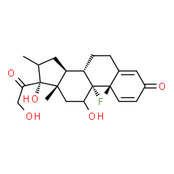 ChemSpider 2D Image | 9-Fluoro-11,17,21-trihydroxy-16-methylpregna-1,4-diene-3,20-dione | C22H29FO5