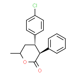 ChemSpider 2D Image | (3S,4S)-4-(4-Chlorophenyl)-6-methyl-3-phenyltetrahydro-2H-pyran-2-one | C18H17ClO2