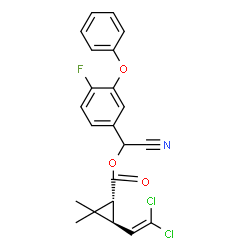 ChemSpider 2D Image | Cyano(4-fluoro-3-phenoxyphenyl)methyl (3S)-3-(2,2-dichlorovinyl)-2,2-dimethylcyclopropanecarboxylate | C22H18Cl2FNO3
