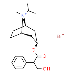 ChemSpider 2D Image | (3-exo)-3-[(3-Hydroxy-2-phenylpropanoyl)oxy]-8-isopropyl-8-methyl-8-azoniabicyclo[3.2.1]octane bromide | C20H30BrNO3