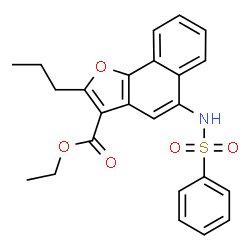 ChemSpider 2D Image | Ethyl 5-[(phenylsulfonyl)amino]-2-propylnaphtho[1,2-b]furan-3-carboxylate | C24H23NO5S