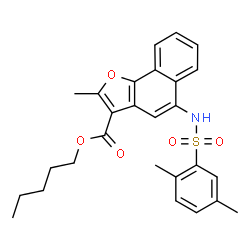 ChemSpider 2D Image | Pentyl 5-{[(2,5-dimethylphenyl)sulfonyl]amino}-2-methylnaphtho[1,2-b]furan-3-carboxylate | C27H29NO5S