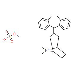 ChemSpider 2D Image | 3-(10,11-Dihydro-5H-dibenzo[a,d][7]annulen-5-ylidene)-8,8-dimethyl-8-azoniabicyclo[3.2.1]octane methyl sulfate | C25H31NO4S