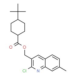 ChemSpider 2D Image | (2-Chloro-7-methyl-3-quinolinyl)methyl 4-(2-methyl-2-propanyl)cyclohexanecarboxylate | C22H28ClNO2