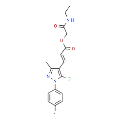 ChemSpider 2D Image | 2-(Ethylamino)-2-oxoethyl (2E)-3-[5-chloro-1-(4-fluorophenyl)-3-methyl-1H-pyrazol-4-yl]acrylate | C17H17ClFN3O3