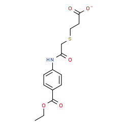 ChemSpider 2D Image | 3-[(2-{[4-(Ethoxycarbonyl)phenyl]amino}-2-oxoethyl)sulfanyl]propanoate | C14H16NO5S