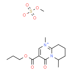 ChemSpider 2D Image | 1,6-Dimethyl-4-oxo-3-(propoxycarbonyl)-6,7,8,9-tetrahydro-4H-pyrido[1,2-a]pyrimidin-1-ium methyl sulfate | C15H24N2O7S