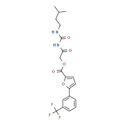 ChemSpider 2D Image | 2-{[(3-Methylbutyl)carbamoyl]amino}-2-oxoethyl 5-[3-(trifluoromethyl)phenyl]-2-furoate | C20H21F3N2O5