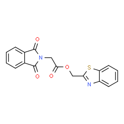 ChemSpider 2D Image | 1,3-Benzothiazol-2-ylmethyl (1,3-dioxo-1,3-dihydro-2H-isoindol-2-yl)acetate | C18H12N2O4S