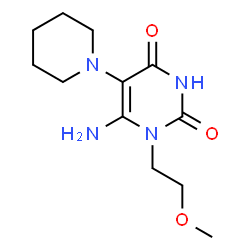 ChemSpider 2D Image | 6-amino-1-(2-methoxyethyl)-5-piperidin-1-ylpyrimidine-2,4(1H,3H)-dione | C12H20N4O3