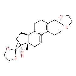 ChemSpider 2D Image | (8S,13S,14S,17R)-13-Methyl-17-(2-methyl-1,3-dioxolan-2-yl)-1,2,4,6,7,8,12,13,14,15,16,17-dodecahydrospiro[cyclopenta[a]phenanthrene-3,2'-[1,3]dioxolan]-17-ol | C24H34O5