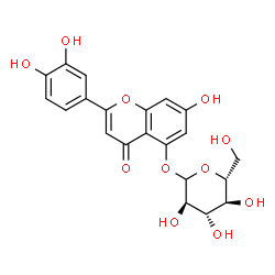 ChemSpider 2D Image | 2-(3,4-Dihydroxyphenyl)-7-hydroxy-4-oxo-4H-chromen-5-yl D-glucopyranoside | C21H20O11