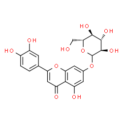 ChemSpider 2D Image | 2-(3,4-Dihydroxyphenyl)-5-hydroxy-4-oxo-4H-chromen-7-yl D-glucopyranoside | C21H20O11