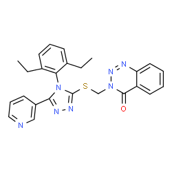 ChemSpider 2D Image | 3-({[4-(2,6-Diethylphenyl)-5-(3-pyridinyl)-4H-1,2,4-triazol-3-yl]sulfanyl}methyl)-1,2,3-benzotriazin-4(3H)-one | C25H23N7OS