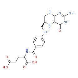 ChemSpider 2D Image | N-[4-({[(6S)-2-Amino-4-oxo-1,4,5,6,7,8-hexahydro-6-pteridinyl]methyl}amino)benzoyl]glutamic acid | C19H23N7O6