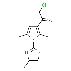 ChemSpider 2D Image | 2-Chloro-1-[2,5-dimethyl-1-(4-methyl-1,3-thiazol-2-yl)-1H-pyrrol-3-yl]ethanone | C12H13ClN2OS