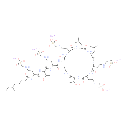 ChemSpider 2D Image | [(6-méthyloctanoyl)amino]-7,10-dioxo-2,6,9,14-tétraazapentadécane-1,15-disulfonate de pentasodium | C58H105N16Na5O28S5