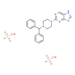 ChemSpider 2D Image | 2-[4-(Diphenylmethyl)-1-piperazinyl]-7H-purine methanesulfonate (1:2) | C24H30N6O6S2