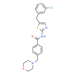 ChemSpider 2D Image | N-[5-(3-Chlorobenzyl)-1,3-thiazol-2-yl]-4-(4-morpholinylmethyl)benzamide | C22H22ClN3O2S