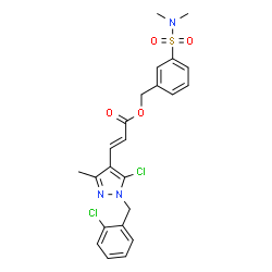 ChemSpider 2D Image | 3-(Dimethylsulfamoyl)benzyl (2E)-3-[5-chloro-1-(2-chlorobenzyl)-3-methyl-1H-pyrazol-4-yl]acrylate | C23H23Cl2N3O4S