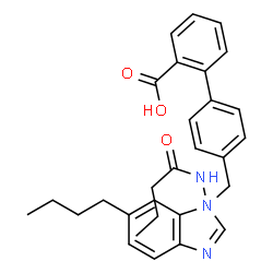 ChemSpider 2D Image | 2-[4-[[1-(butanoylamino)-6-butyl-benzimidazol-1-yl]methyl]phenyl]benzoic acid | C29H32N3O3