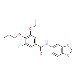ChemSpider 2D Image | N-(1,3-Benzodioxol-5-yl)-3-chloro-5-ethoxy-4-propoxybenzamide | C19H20ClNO5