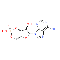 ChemSpider 2D Image | (4aR,7R,7aS)-6-(6-Amino-9H-purin-9-yl)tetrahydro-4H-furo[3,2-d][1,3,2]dioxaphosphinine-2,7-diol 2-oxide | C10H12N5O6P