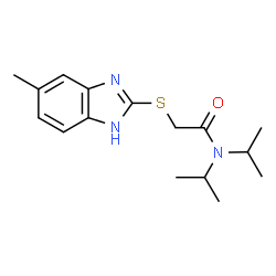 ChemSpider 2D Image | N,N-Diisopropyl-2-[(5-methyl-1H-benzimidazol-2-yl)sulfanyl]acetamide | C16H23N3OS
