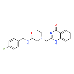 ChemSpider 2D Image | N~2~-Ethyl-N-(4-fluorobenzyl)-N~2~-[(4-oxo-1,4-dihydro-2-quinazolinyl)methyl]glycinamide | C20H21FN4O2
