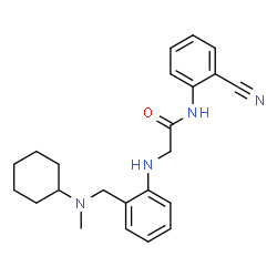 ChemSpider 2D Image | N-(2-Cyanophenyl)-N~2~-(2-{[cyclohexyl(methyl)amino]methyl}phenyl)glycinamide | C23H28N4O