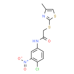 ChemSpider 2D Image | N-(4-Chloro-3-nitrophenyl)-2-[(4-methyl-1,3-thiazol-2-yl)sulfanyl]acetamide | C12H10ClN3O3S2