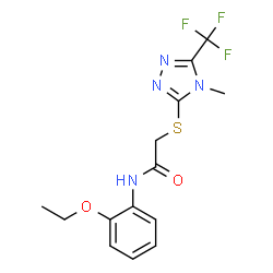 ChemSpider 2D Image | N-(2-Ethoxyphenyl)-2-{[4-methyl-5-(trifluoromethyl)-4H-1,2,4-triazol-3-yl]sulfanyl}acetamide | C14H15F3N4O2S