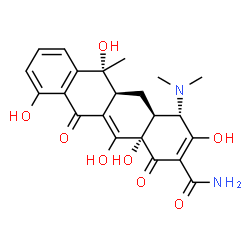 ChemSpider 2D Image | (4S,4aS,5aS,6R,12aS)-4-(Dimethylamino)-3,6,10,12,12a-pentahydroxy-6-methyl-1,11-dioxo-1,4,4a,5,5a,6,11,12a-octahydro-2-tetracenecarboxamide | C22H24N2O8