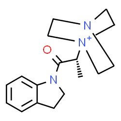 ChemSpider 2D Image | 1-[(2R)-1-(2,3-Dihydro-1H-indol-1-yl)-1-oxo-2-propanyl]-4-aza-1-azoniabicyclo[2.2.2]octane | C17H24N3O