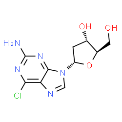 ChemSpider 2D Image | 6-Chloro-9-(2-deoxy-alpha-D-erythro-pentofuranosyl)-9H-purin-2-amine | C10H12ClN5O3