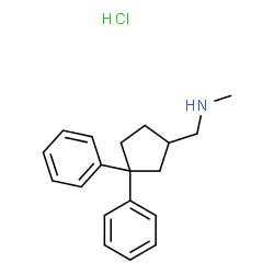 ChemSpider 2D Image | 1-(3,3-Diphenylcyclopentyl)-N-methylmethanamine hydrochloride (1:1) | C19H24ClN