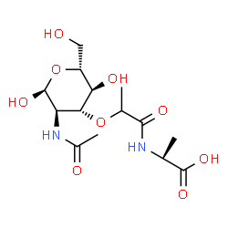 ChemSpider 2D Image | (2S)-2-[(2-{[(2S,3R,4R,5S,6R)-3-Acetamido-2,5-dihydroxy-6-(hydroxymethyl)tetrahydro-2H-pyran-4-yl]oxy}propanoyl)amino]propanoic acid | C14H24N2O9