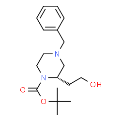 ChemSpider 2D Image | 2-Methyl-2-propanyl (2S)-4-benzyl-2-(2-hydroxyethyl)-1-piperazinecarboxylate | C18H28N2O3