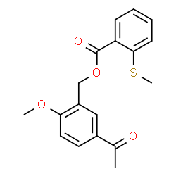 ChemSpider 2D Image | 5-Acetyl-2-methoxybenzyl 2-(methylsulfanyl)benzoate | C18H18O4S
