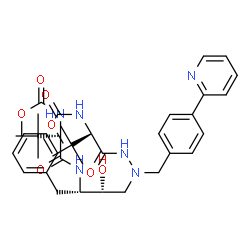 ChemSpider 2D Image | Methyl {(5S,10R,11S,14S)-11-benzyl-10-hydroxy-15,15-dimethyl-5-(2-methyl-2-propanyl)-3,6,13-trioxo-8-[4-(2-pyridinyl)benzyl]-2-oxa-4,7,8,12-tetraazahexadecan-14-yl}carbamate | C38H52N6O7