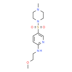 ChemSpider 2D Image | N-(2-Methoxyethyl)-5-[(4-methyl-1-piperazinyl)sulfonyl]-2-pyridinamine | C13H22N4O3S